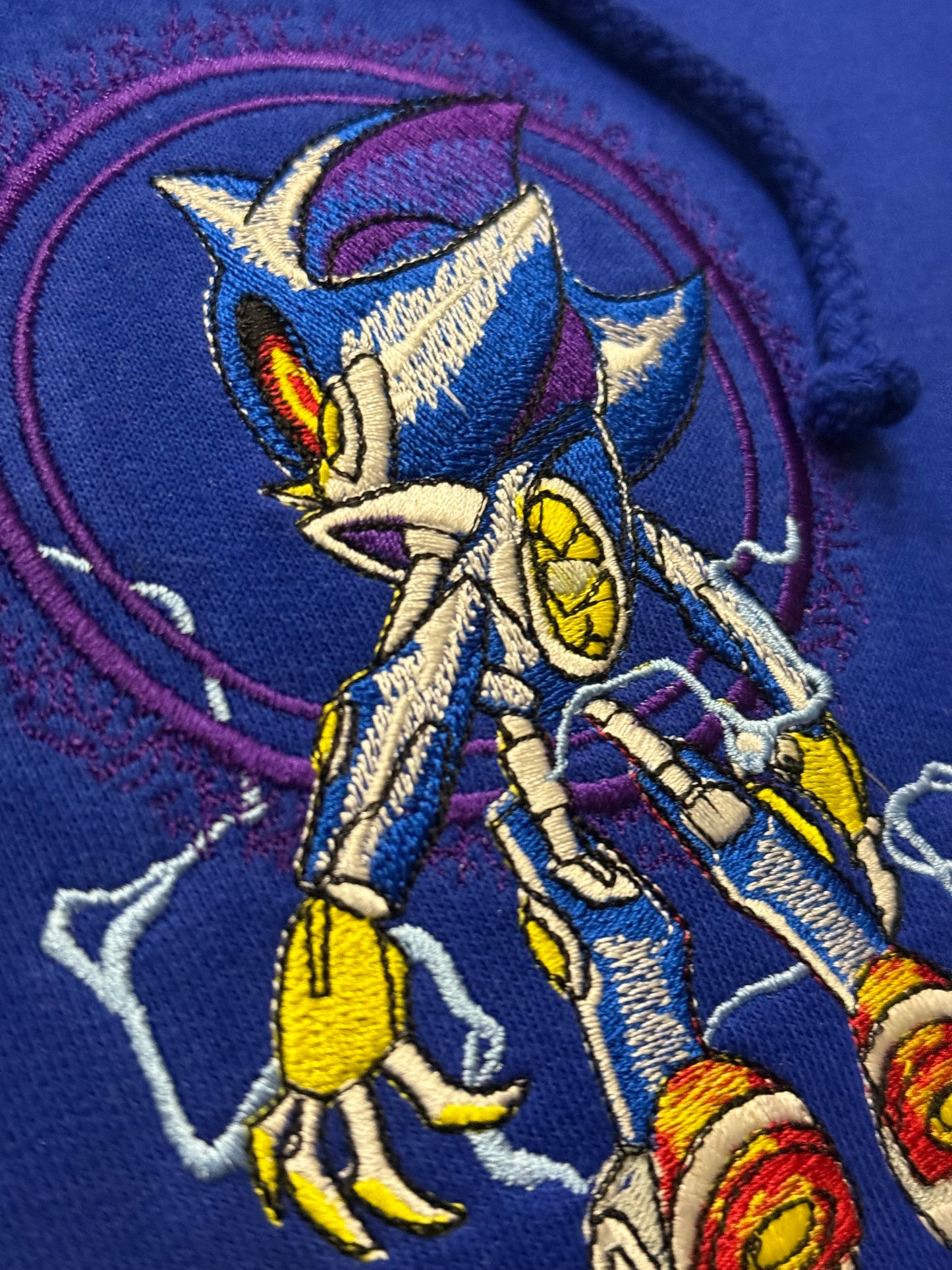 Embroidered Metal Sonic Hoodie, Sweatshirt, & Tee