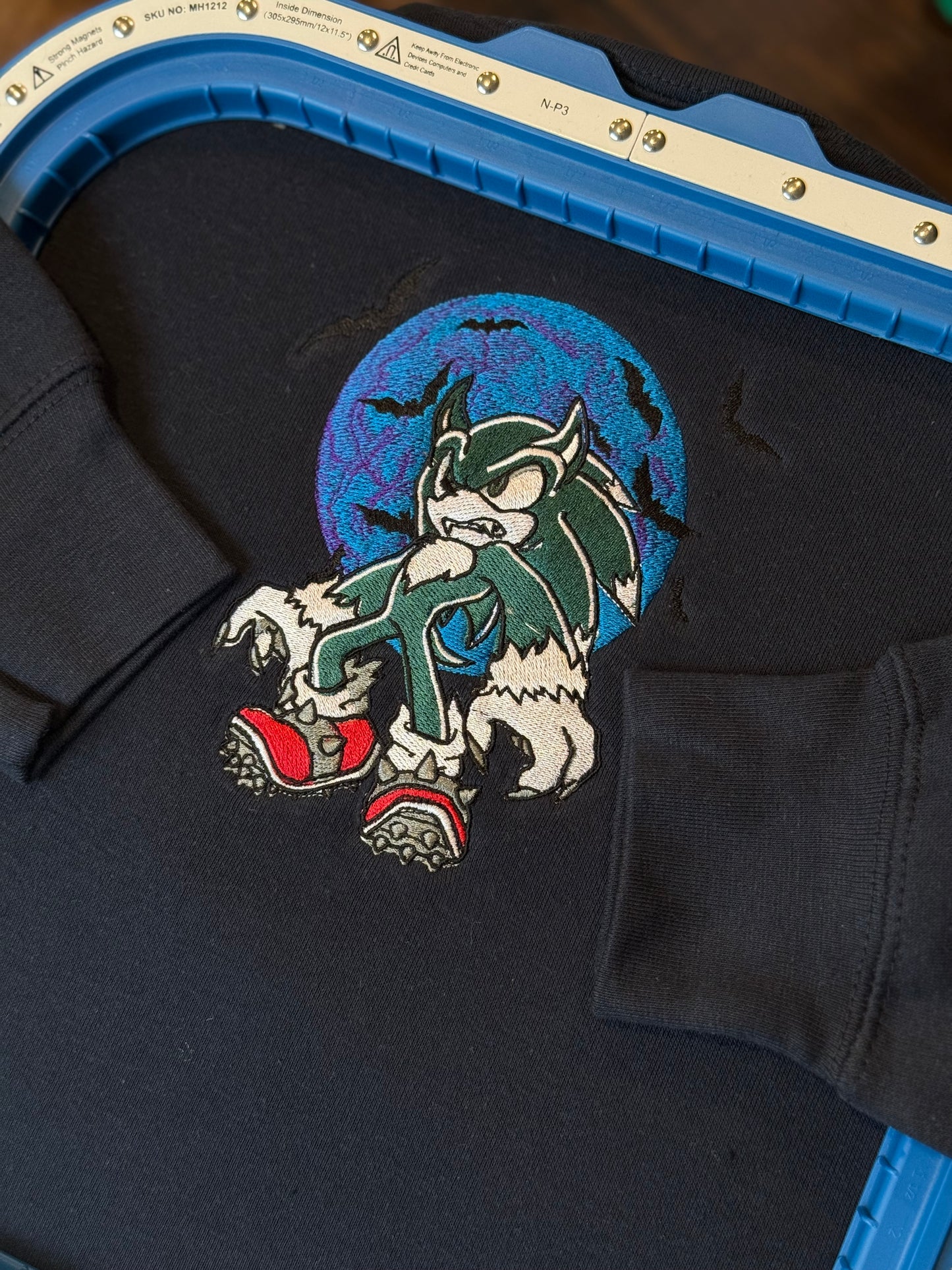 Embroidered Sonic the Werehog Hoodie, Sweatshirt, & Tee