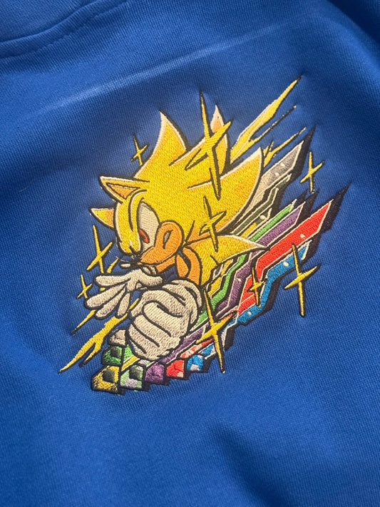 Embroidered Super Sonic Hoodie, Sweatshirt, & Tee