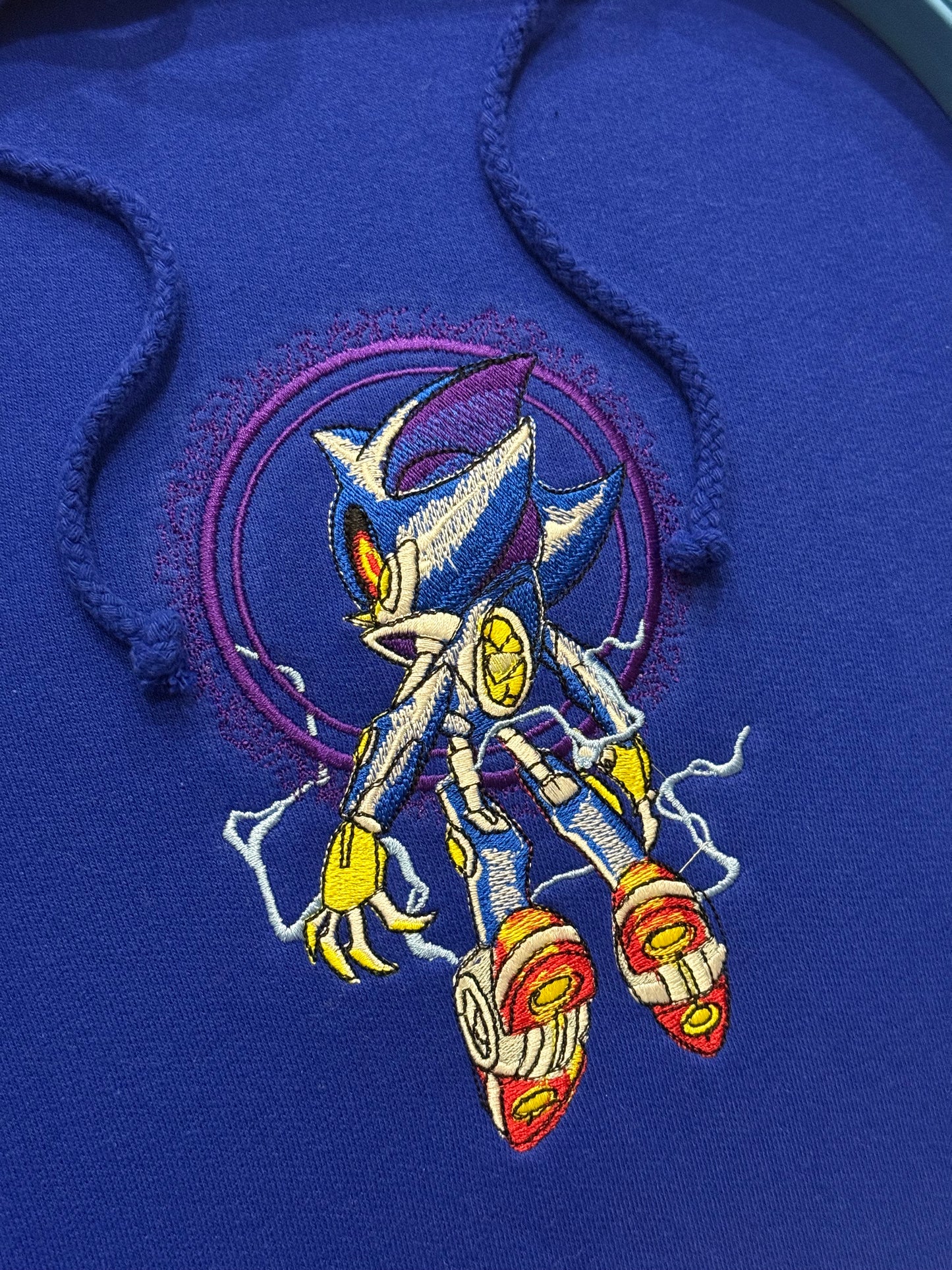 Embroidered Metal Sonic Hoodie, Sweatshirt, & Tee