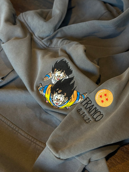 Embroidered Dragon Ball Initials on Sleeve Hoodie & Sweatshirt