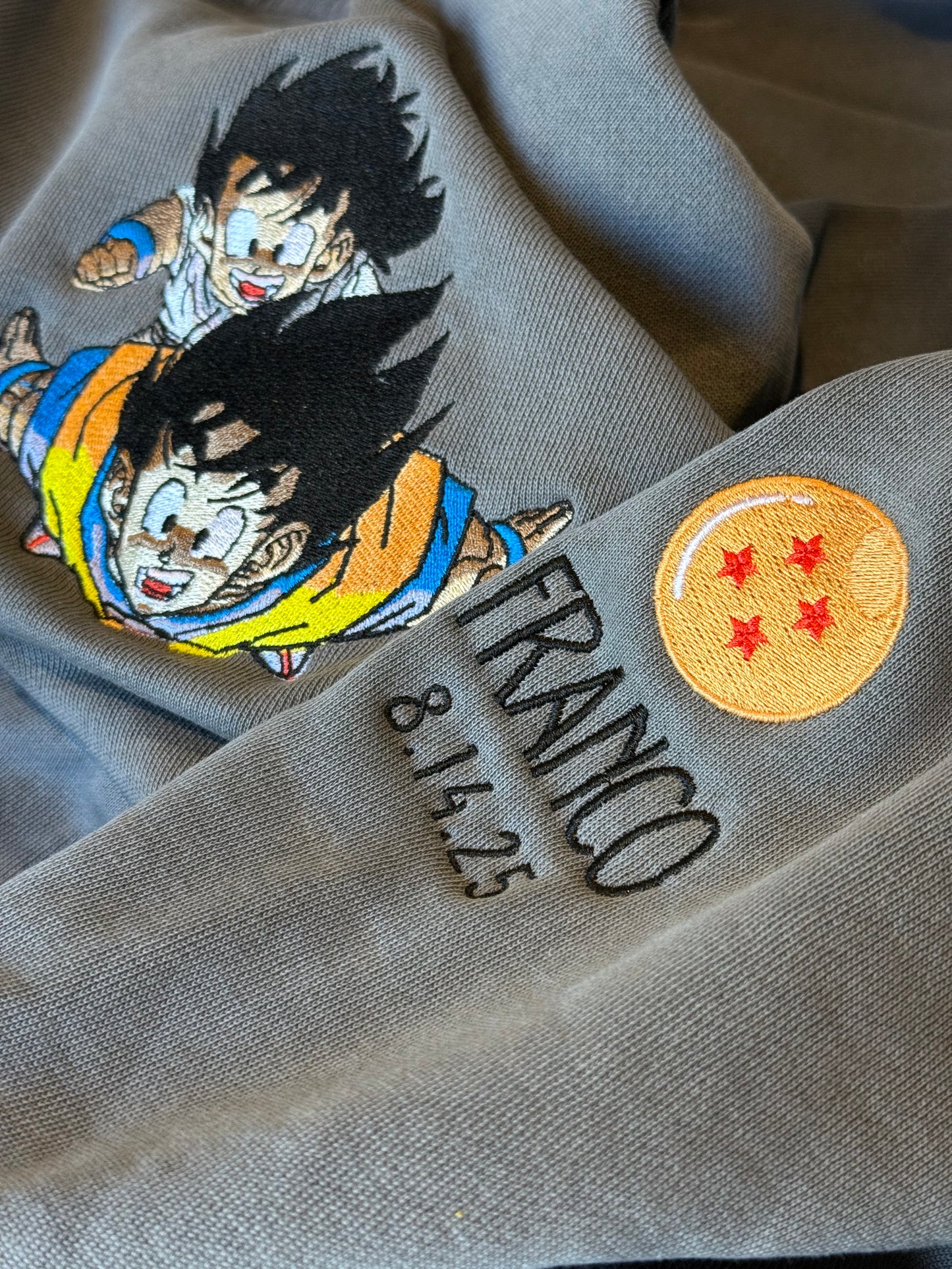 Embroidered Dragon Ball Initials on Sleeve Hoodie & Sweatshirt