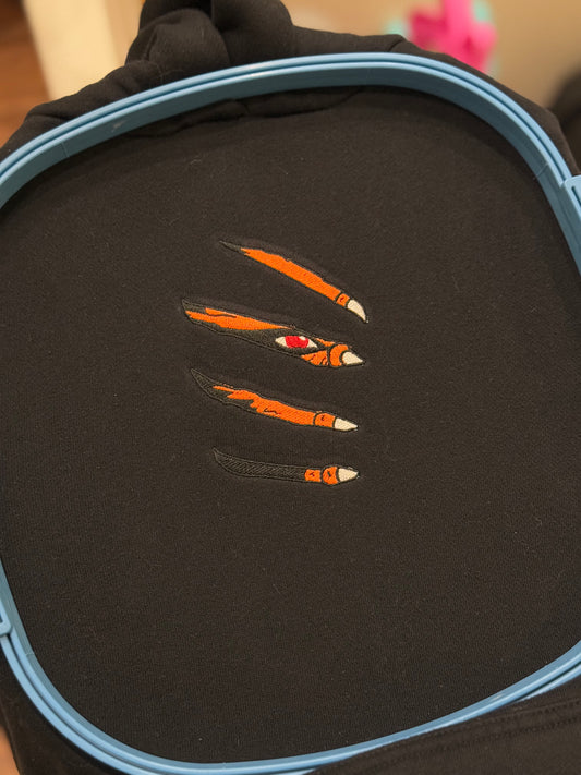 Embroidered Anime Claw Hoodie, Sweatshirt, & Tee