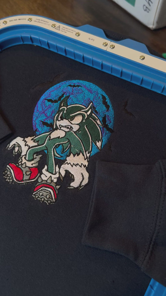 Embroidered Sonic the Werehog Hoodie, Sweatshirt, & Tee