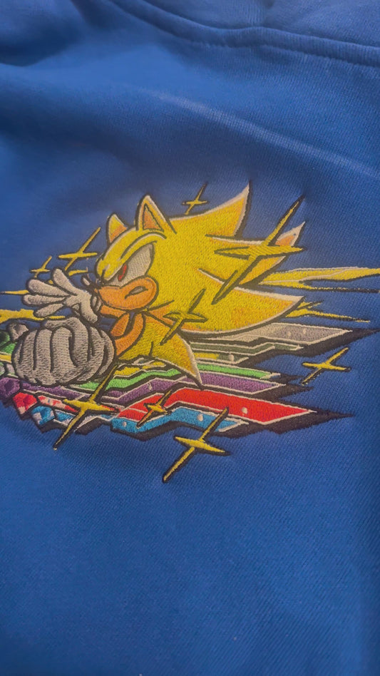 Embroidered Super Sonic Hoodie, Sweatshirt, & Tee