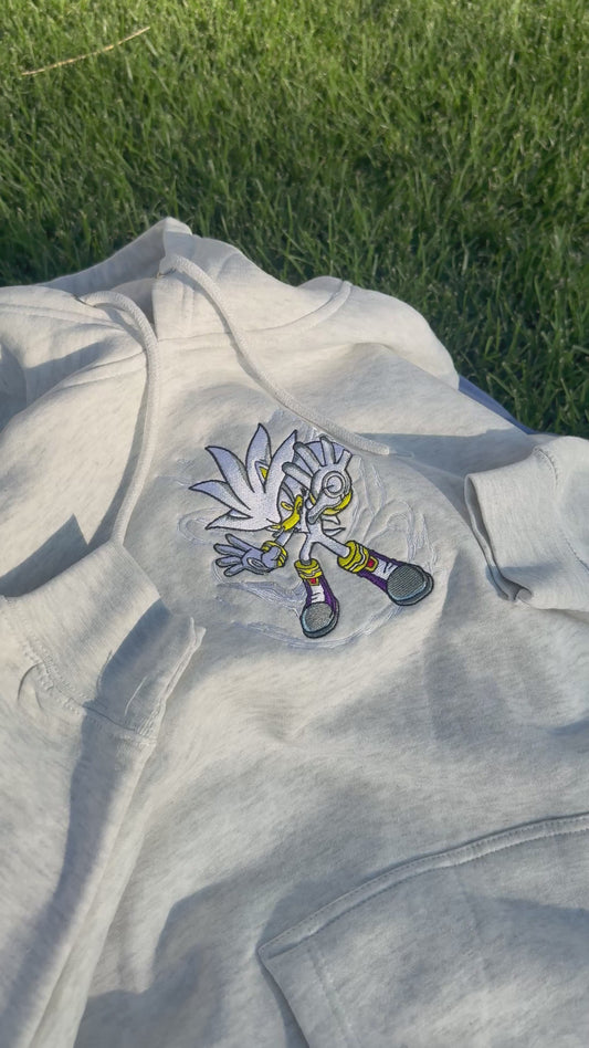Embroidered Silver Hoodie, Sweatshirt, & Tee
